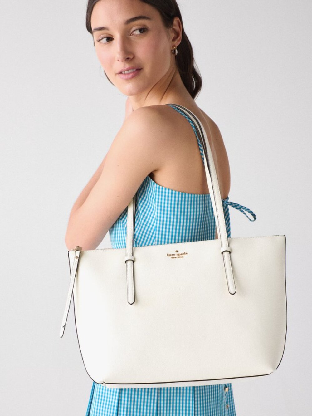 New Kate Spade All Day Large Tote Delicate Pebble Leather Meringue